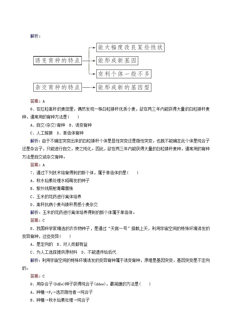 人教版高中生物必修2课后分层检测案17杂交育种与诱变育种含答案03