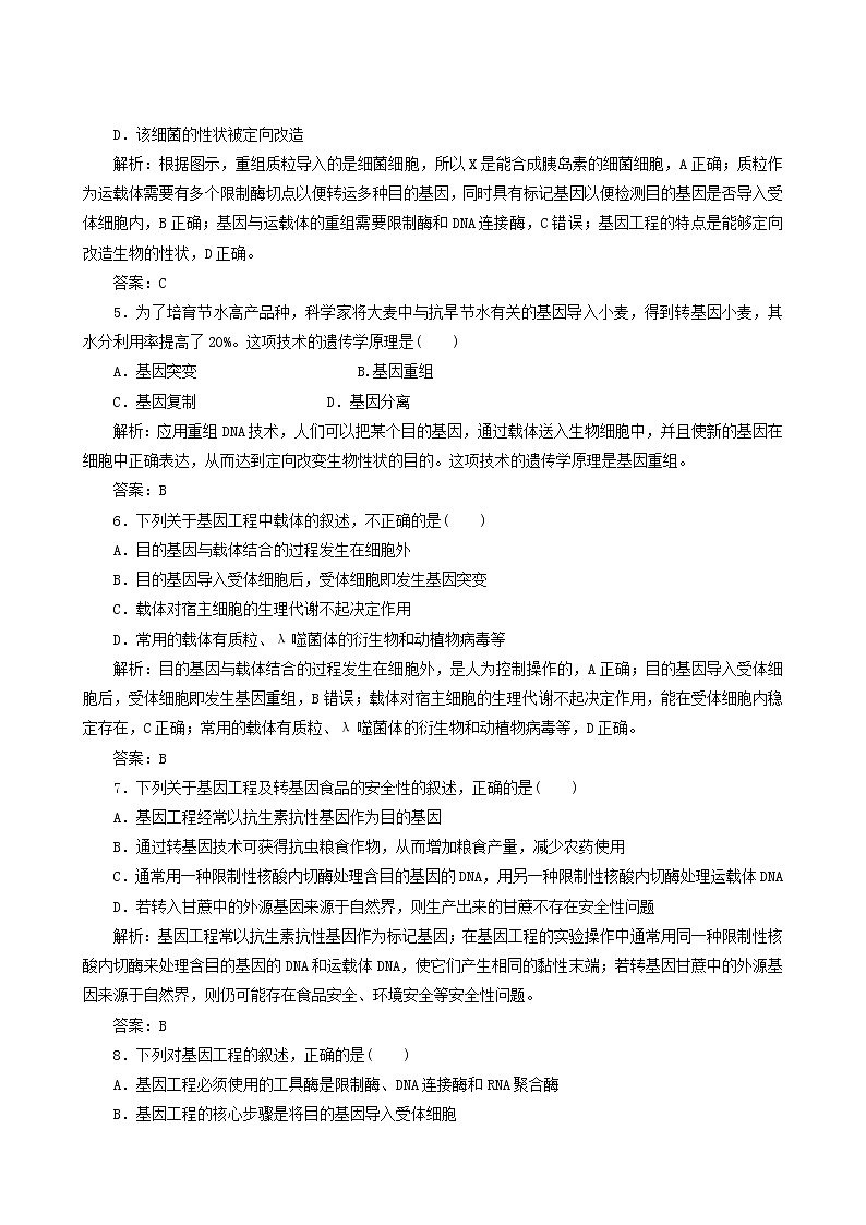 人教版高中生物必修2課時作業(yè)16基因工程及其應(yīng)用含答案第2頁