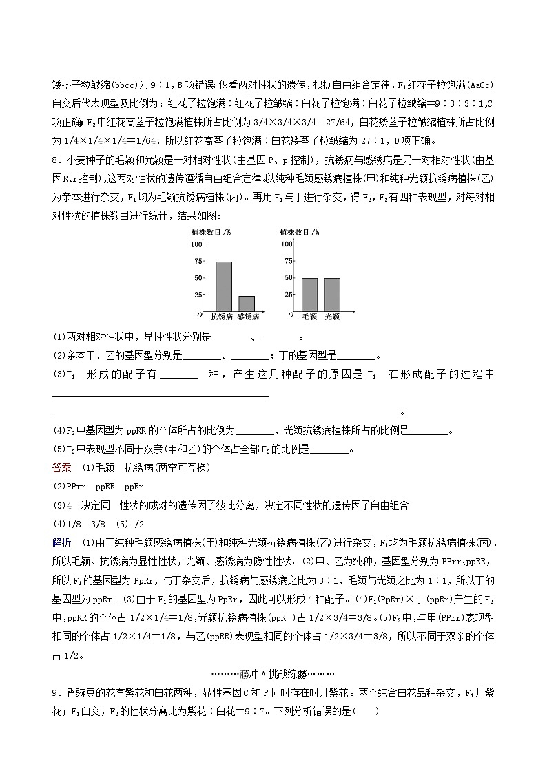 人教版高中生物必修2同步作业4孟德尔的豌豆杂交实验的验证孟德尔获得成功的原因含答案第3页