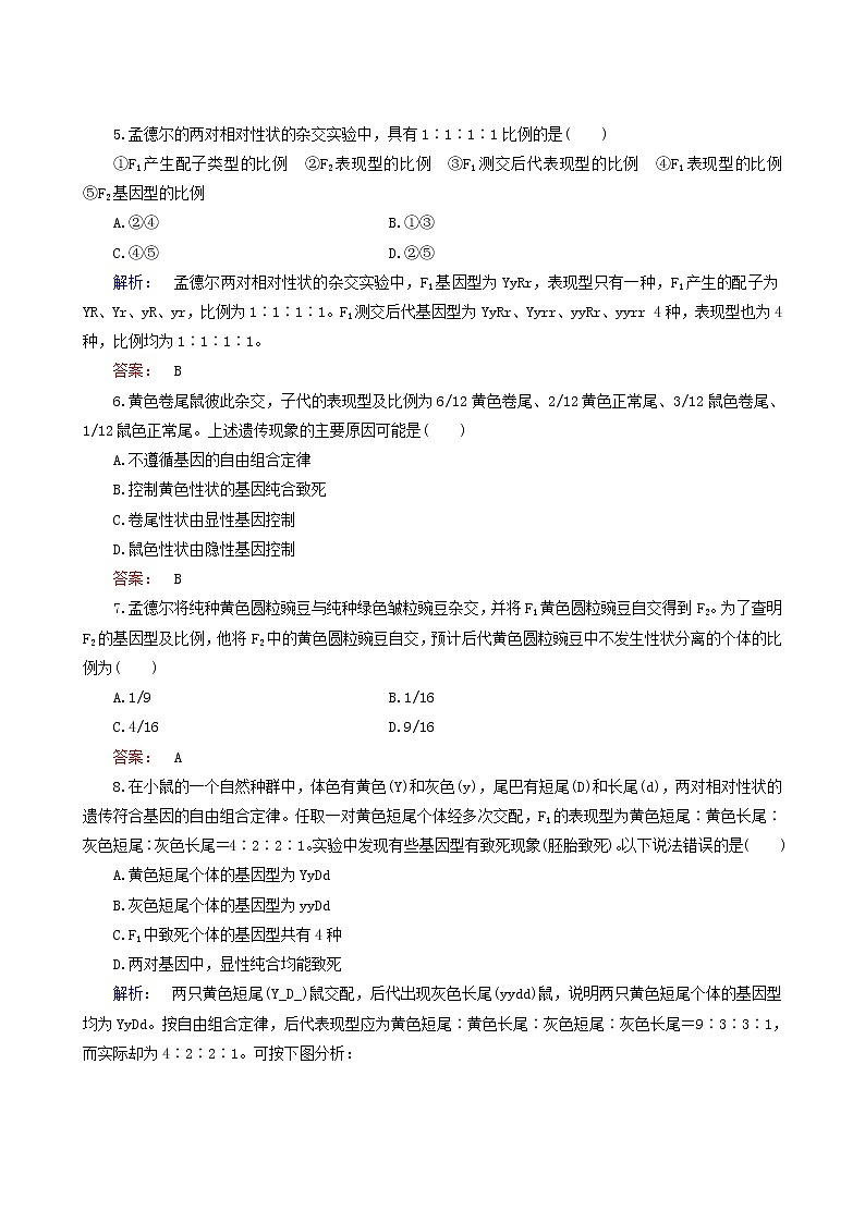 人教版高中生物必修2第1章遺傳因子的發(fā)現(xiàn)階段質(zhì)量評(píng)估1含答案第2頁(yè)