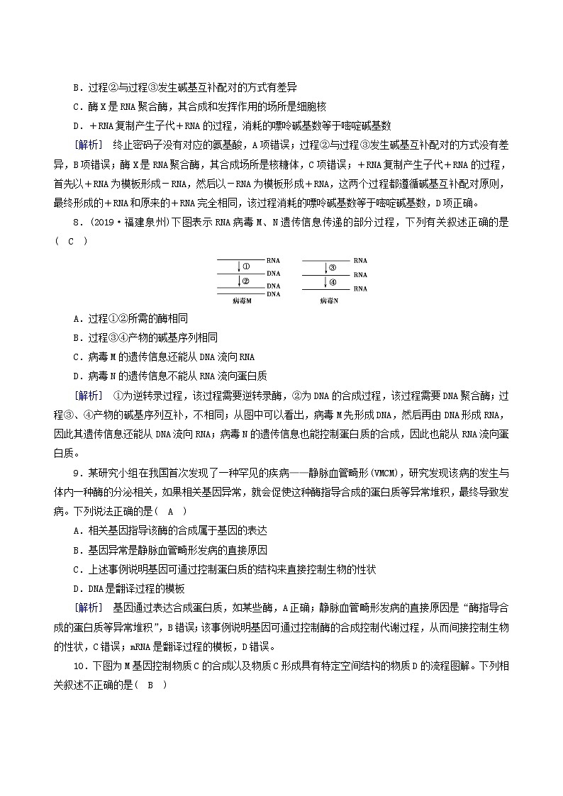 人教版高中生物必修2第4章基因的表達(dá)學(xué)業(yè)質(zhì)量標(biāo)準(zhǔn)檢測(cè)含答案第3頁(yè)