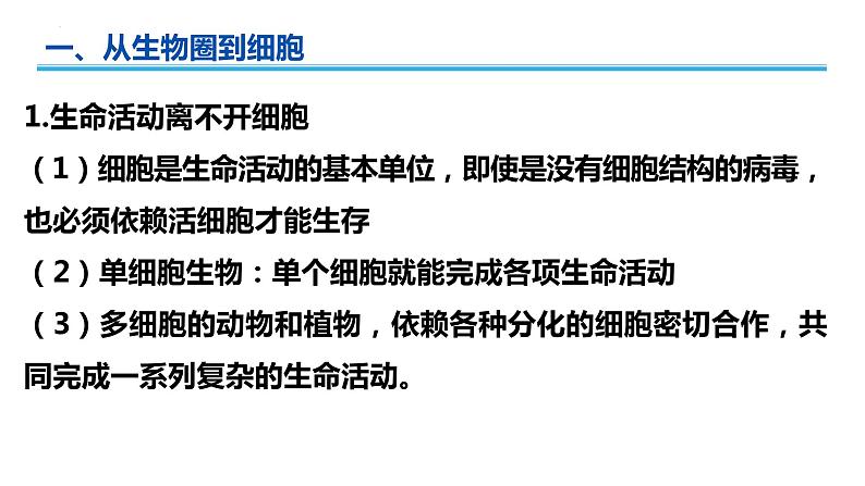 2022年广东省人教版高中生物学业水平——第一章走近细胞第3页
