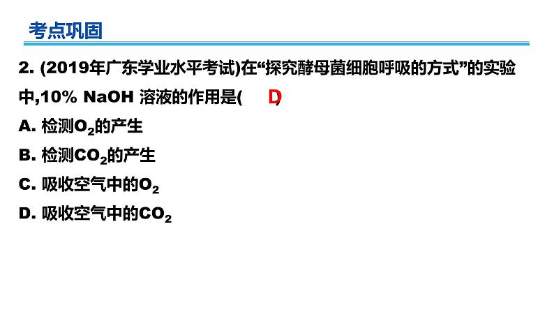 广东省普通高中生物学业水平考试 学考复习课件——第五章细胞的能量供应和利用(第二课时)第8页