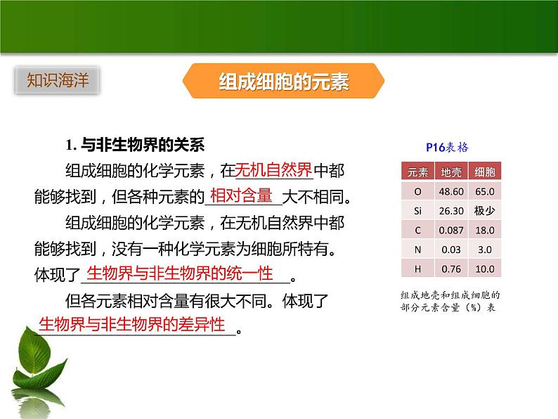 2.1 细胞中的元素和化合物课件--高一上学期生物人教版(2019)必修103
