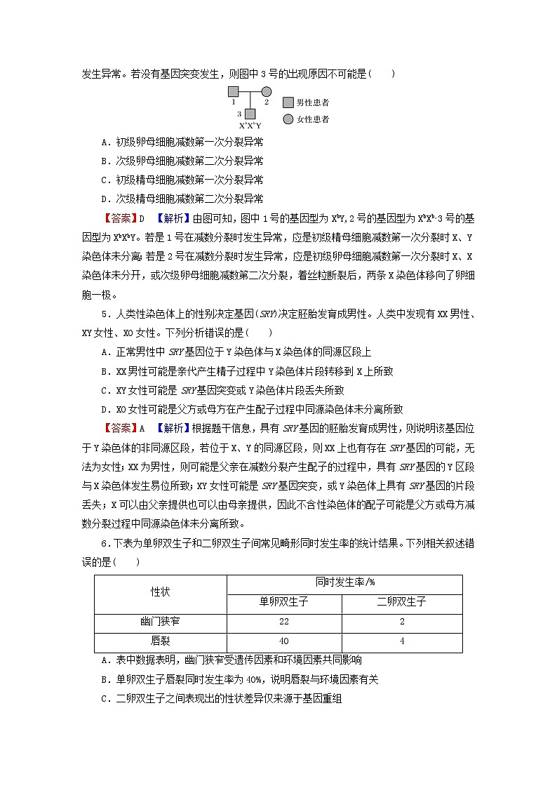 2023版高考生物一轮总复习第5单元遗传因子的发现基因和染色体的关系第4讲人类遗传病与伴性遗传的综合应用课后提能演练第2页