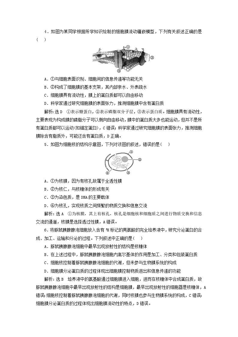 新课标2023版高考生物一轮总复习课时验收评价五细胞的基本结构第2页