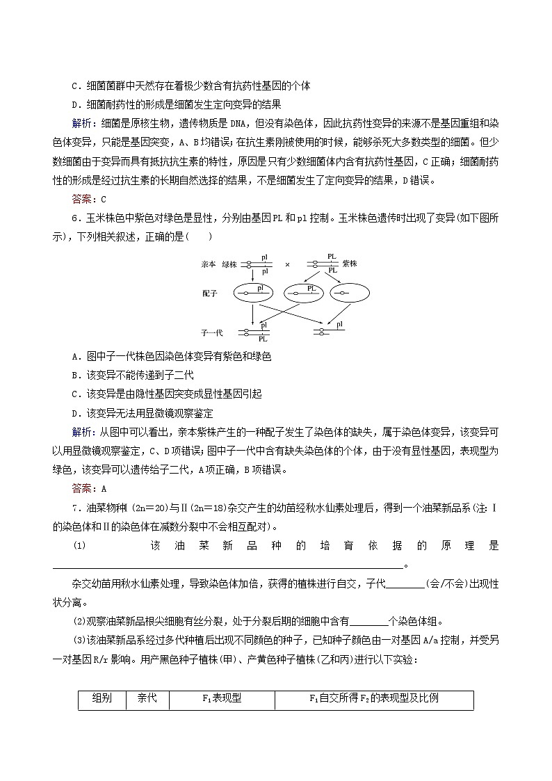 高考生物二轮复习(9)生物变异、育种与进化训练含答案第3页