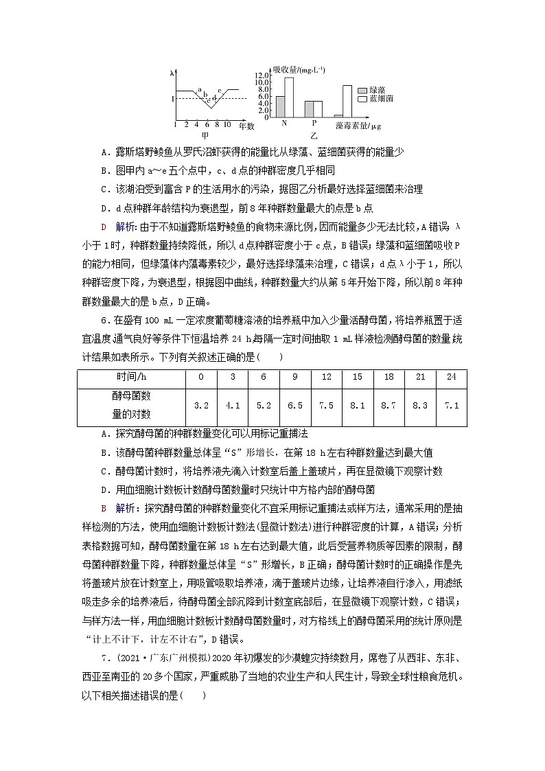 2023版高考生物一轮总复习课时质量评价30种群及其动态第3页