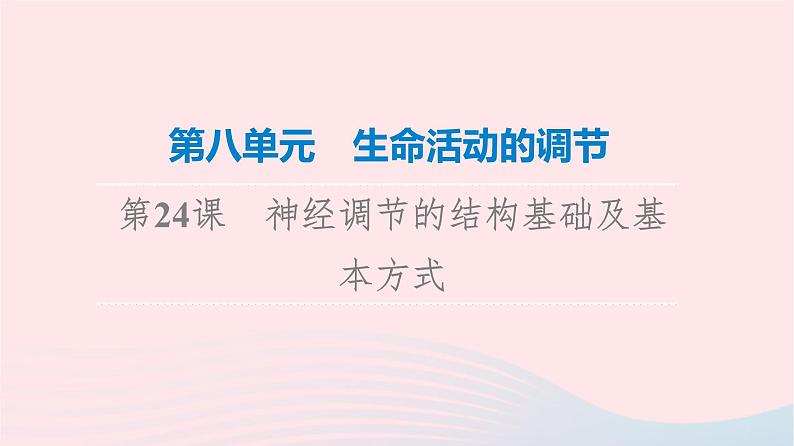 2023版高考生物一轮总复习第8单元生命活动的调节第24课神经调节的结构基础及基本方式课件第1页