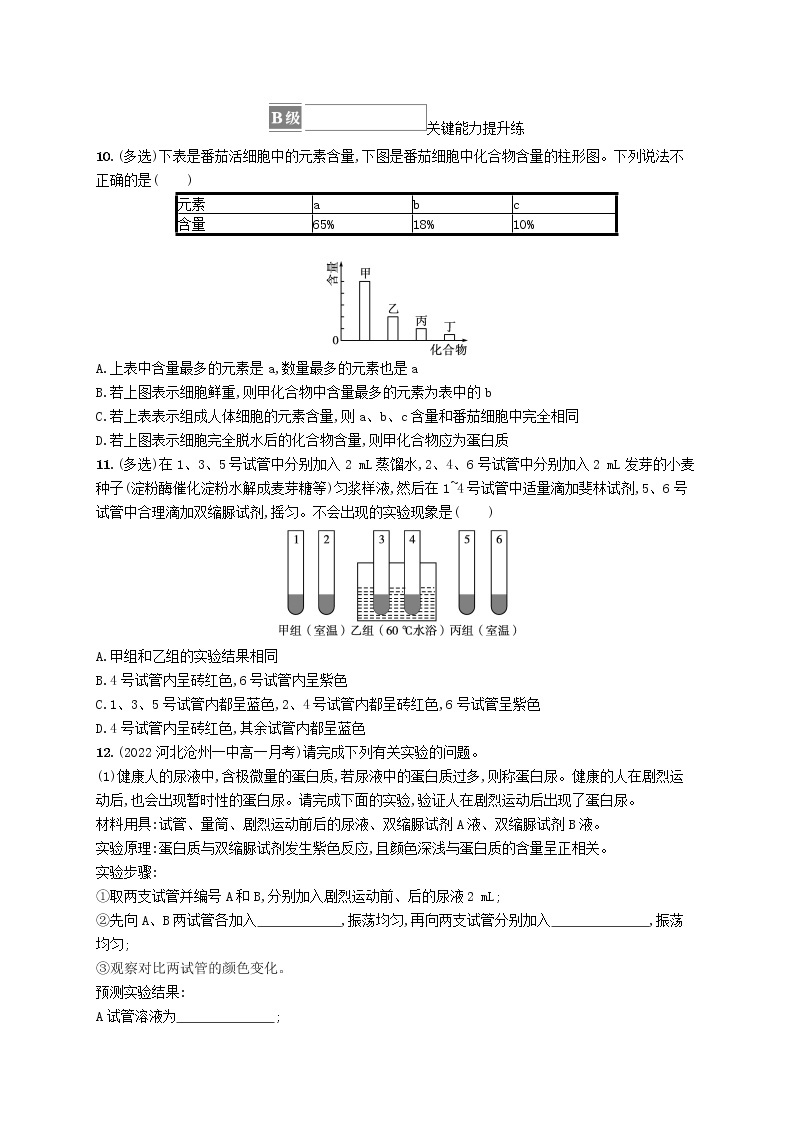 2022_2023学年新教材高中生物第2章组成细胞的分子第1节细胞中的元素和化合物课后习题新人教版必修103