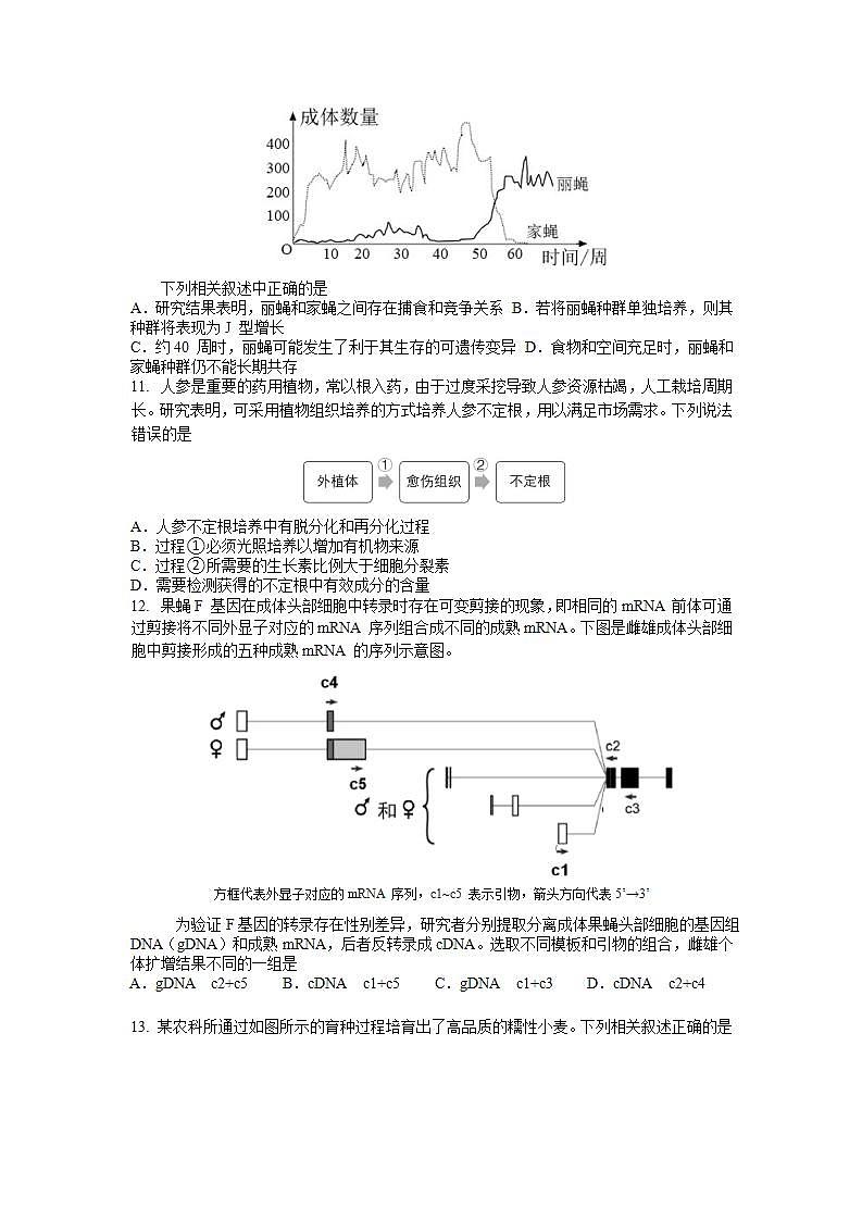 北京市中国人民大学附属中学2021届高三三模生物试题+Word版含答案第3页