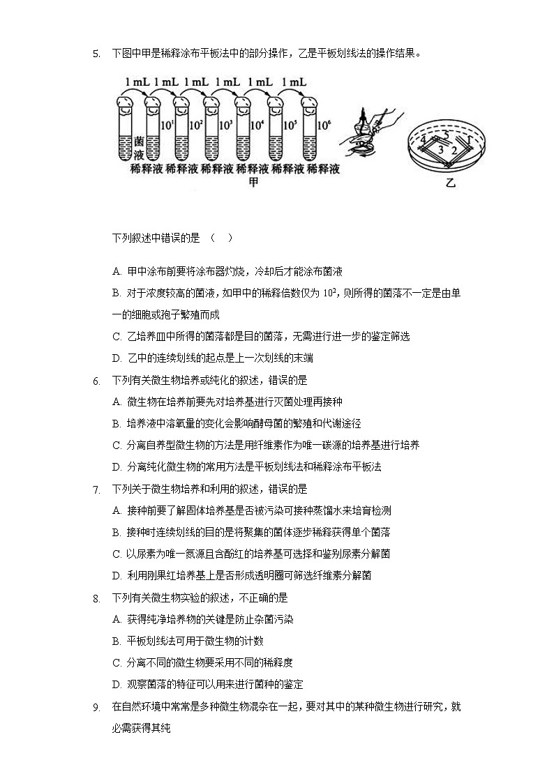 1.2.2 微生物的选择培养和计数(备作业)-【上好课】2021-2022学年高二生物同步备课系列(人教版2019选择性必修3)(原卷版)第2页