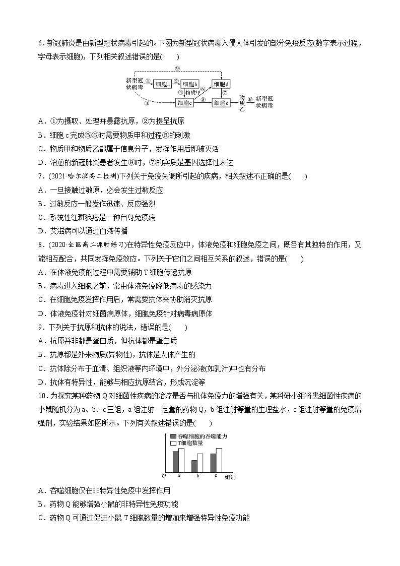 高中生物苏教版(2019)选择性必修一第三章 人体的免疫调节与稳态 章末检测试卷(三)(word版含解析)02