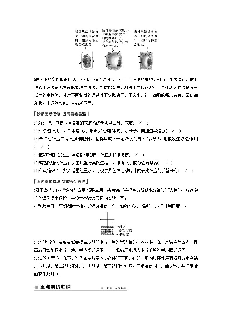 6 2022年高考生物一轮复习(新高考版2(鲁辽)适用) 第2单元 第6讲 细胞的物质输入和输出第2页
