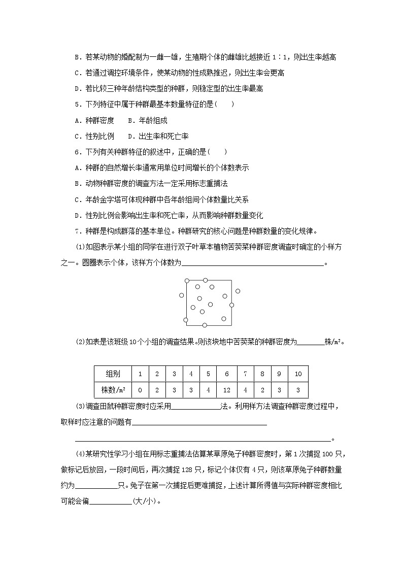 2023版高考生物第一部分专题练专练71种群的特征第2页