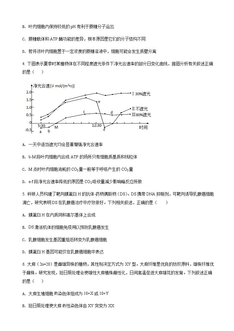 2022届湖北省黄冈中学高三第四次模拟(四模)考试生物试题含解析第2页