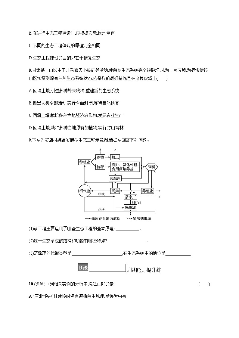 人教版高中生物选择性必修2生态工程作业含答案第3页