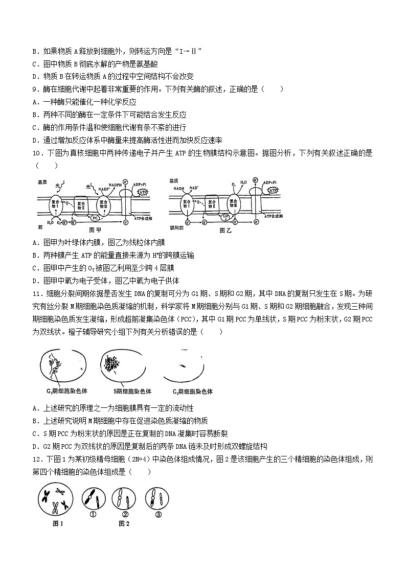 重庆市2022-2023学年高三上学期第一次质量检测生物试题及答案第3页