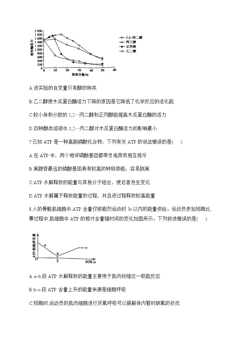 2022-2023学年人教版（2019）必修一生物单元测试AB卷 第5章 细胞的能量供应和利用 B卷 能力提升部分有解析03