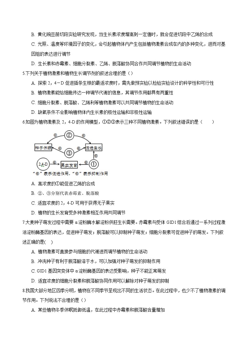 5.2 其他植物激素-2022-2023学年高二生物课后培优练(人教版选择性必修1)02