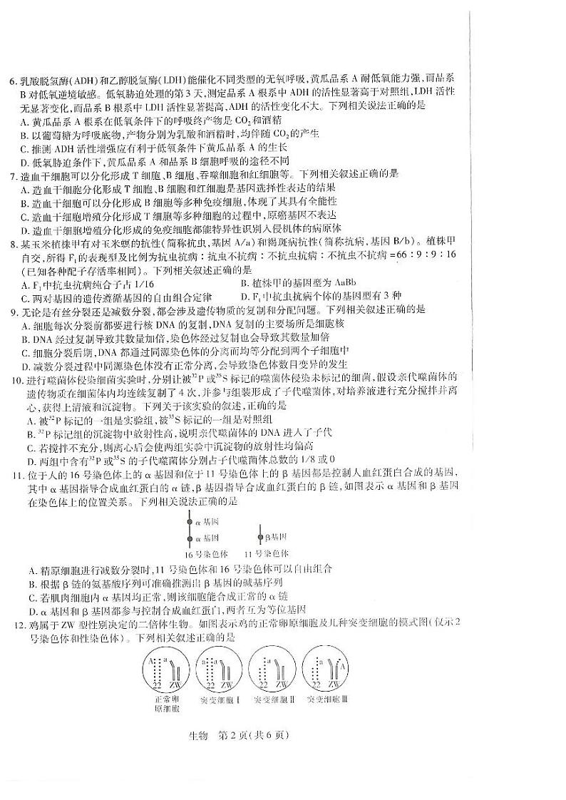 江西省“红色十校”2022-2023学年高三上学期第一联考生物试卷第2页
