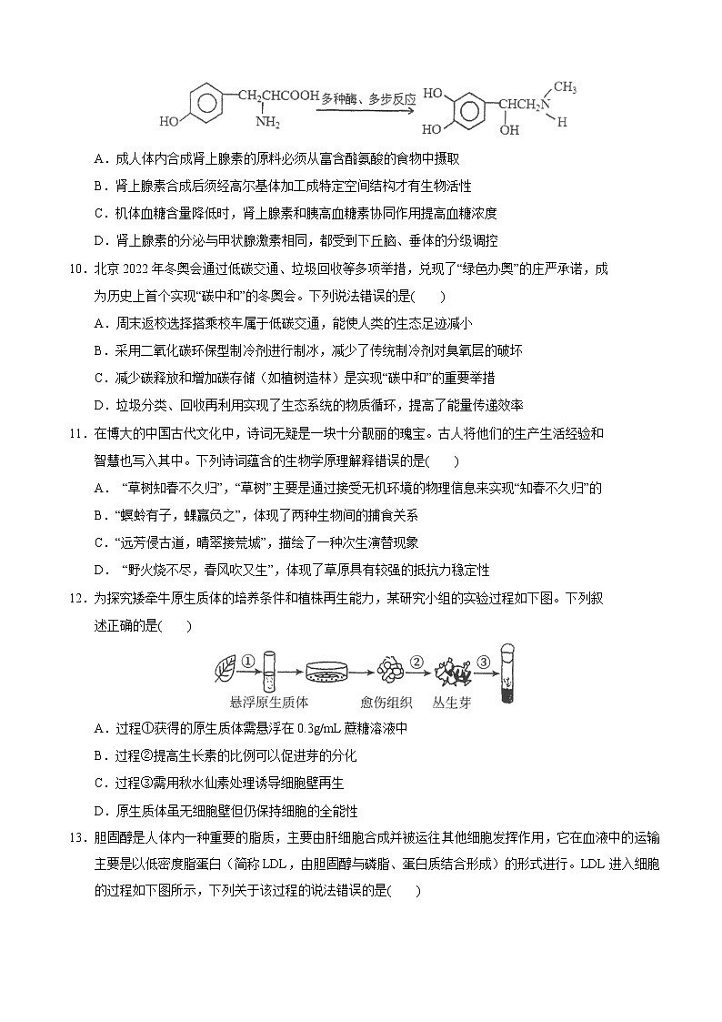 2023届广东省珠海市重点高中高三上学期摸底考试-生物(Word版)03