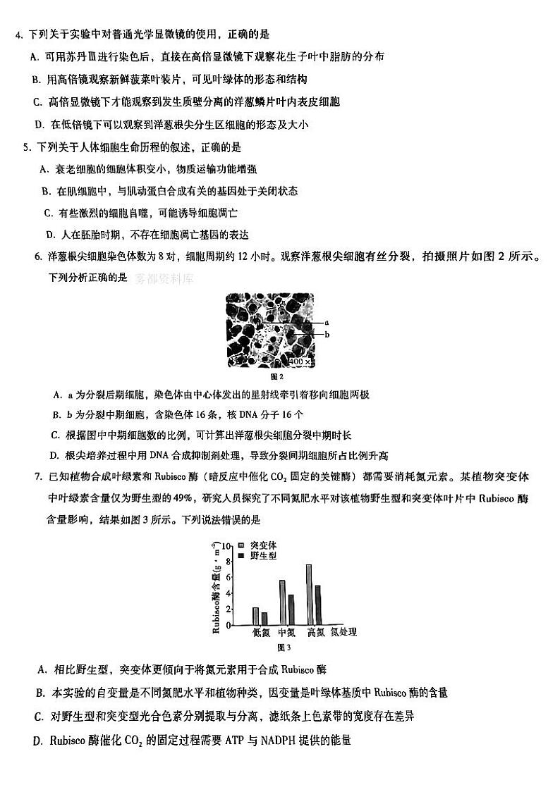 2023重庆市八中高三上学期适应性月考卷(一)生物PDF版含答案第2页
