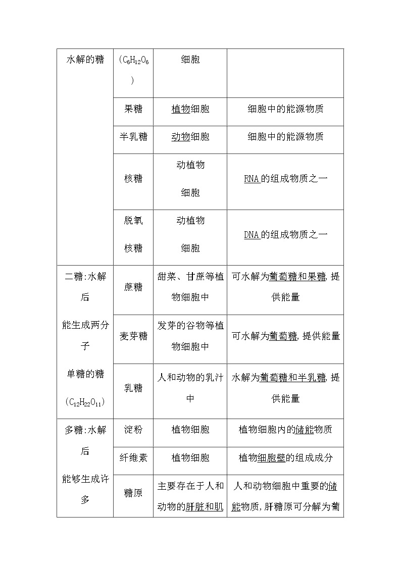 人教版高中生物必修1分子与细胞第2章组成细胞的分子课时学案03