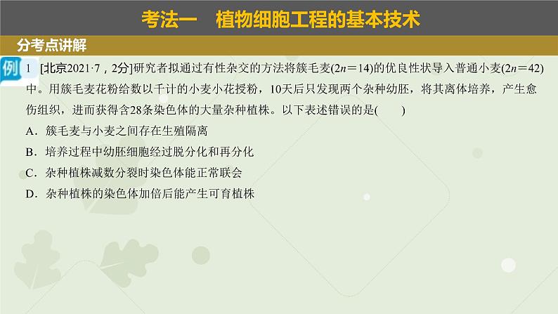 2023届高考生物一轮专题复习课件:植物细胞工程第7页