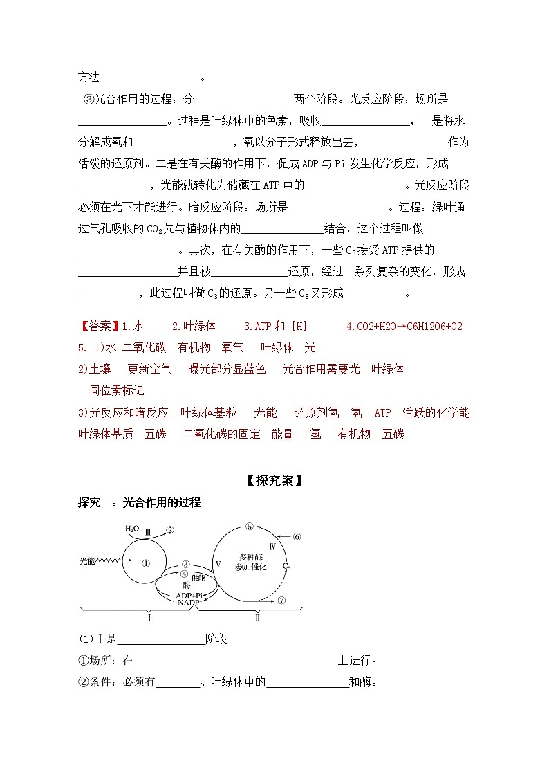 高中生物人教版必修一5.4.2光合作用的过程及原理的应用学案第2页