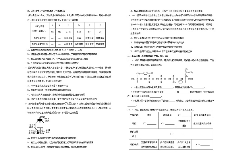 高中生物必修一 (新教材)2020-2021学年上学期高一期末备考金卷 生物(A卷)第3页