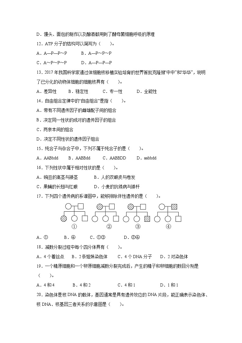 2022年6月福建省普通高中学业水平考试生物仿真模拟试卷03(无答案)03
