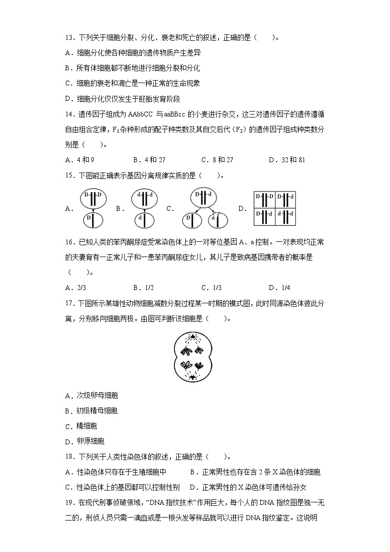 2022年6月福建省普通高中学业水平合格性考试生物仿真模拟试卷 02(含答案)第3页