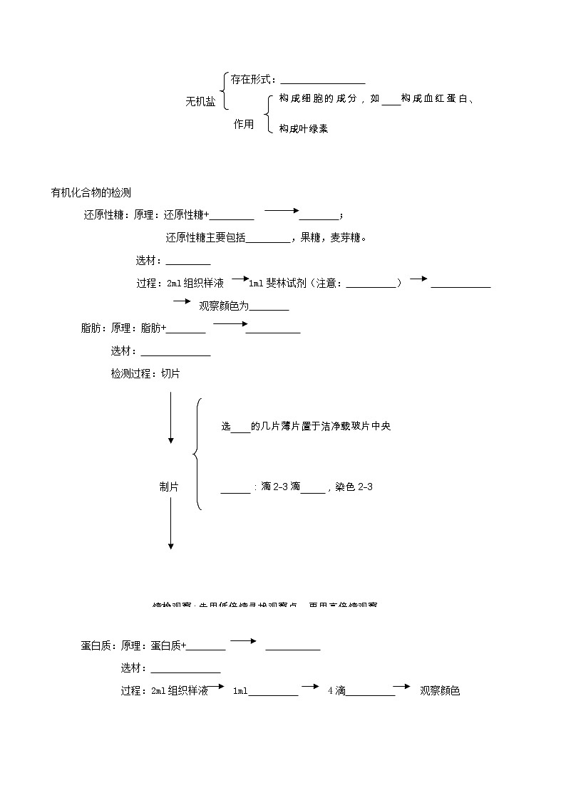 高中生物必修一 2.1 细胞中的元素和化合物 导学学案第2页