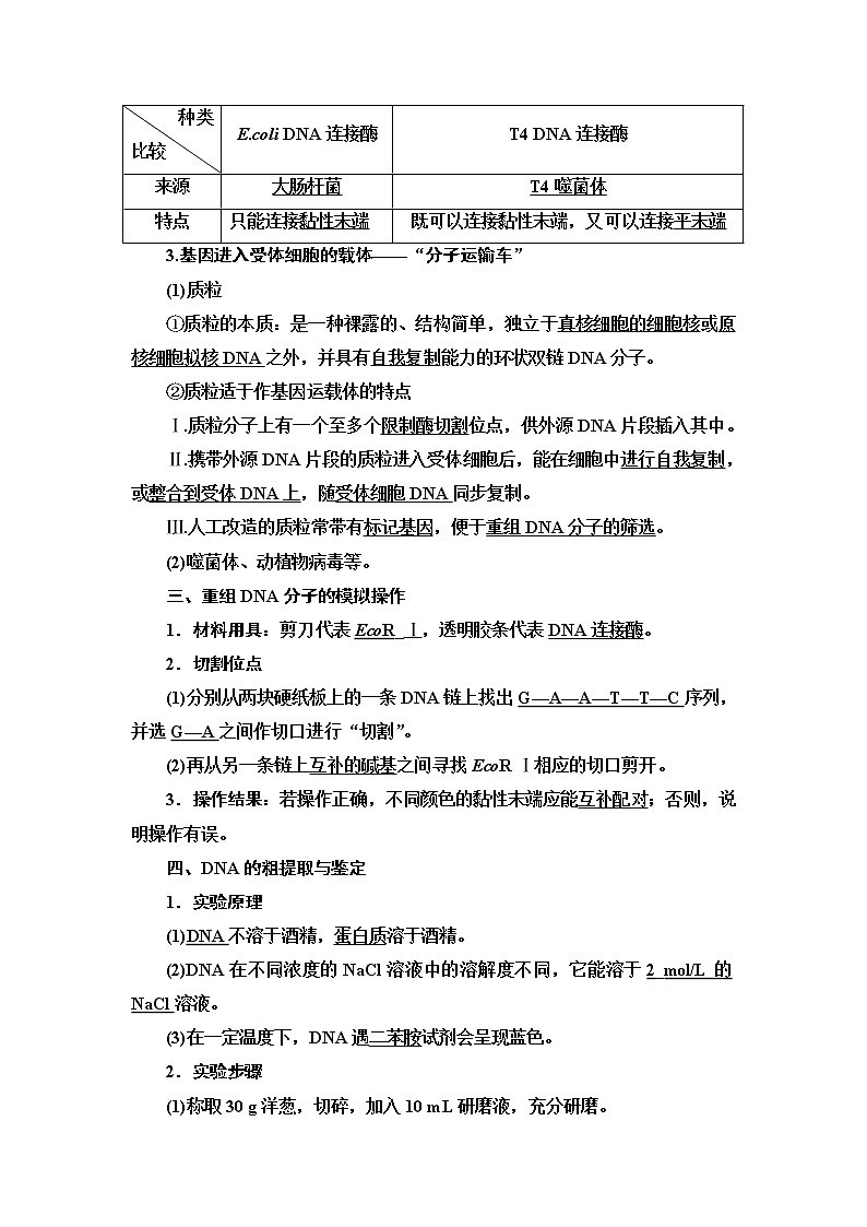 高中生物选择性必修三 第3章 第1节 重组DNA技术的基本工具 讲义03
