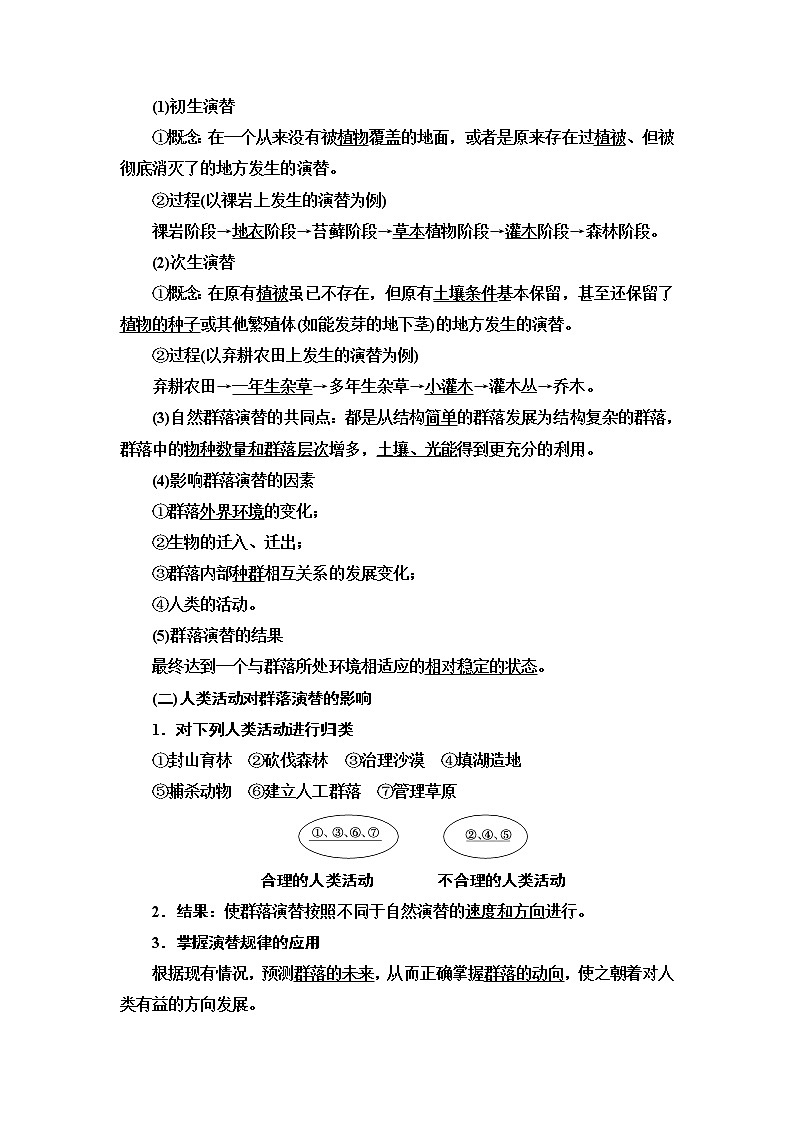 高中生物选择性必修二 第2章 第2节 群落的主要类型 第3节 群落的演替 讲义第3页