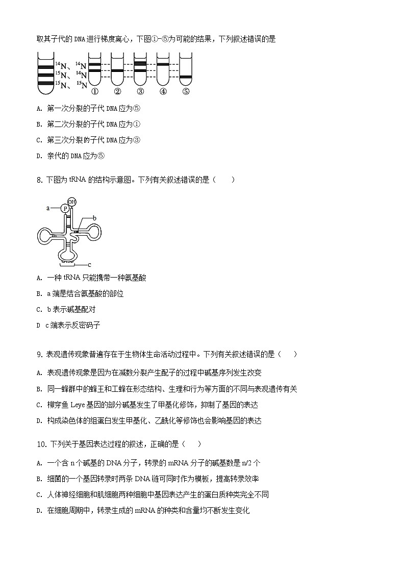 高中生物第二册 精品解析.山东省泰安市2019-2020学年高一下学期期末生物试题(无答案)第3页