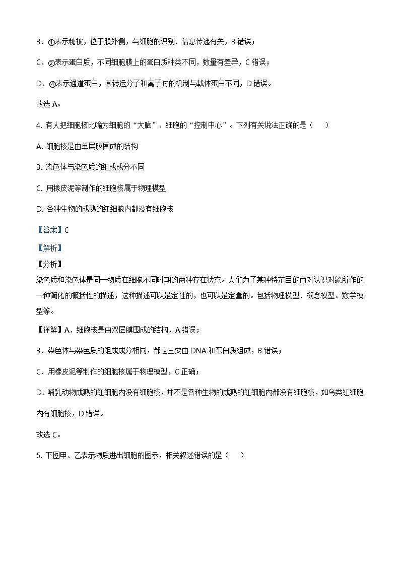 高中生物第二册 精品解析.山东省枣庄市2019-2020学年高一下学期期末生物试题(含答案)第3页