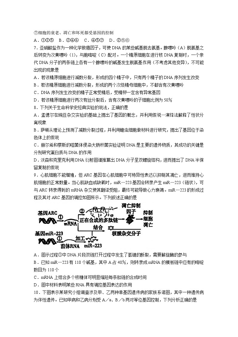 山西省长治市2022-2023学年高三生物9月质量检测试题(Word版附答案)第3页