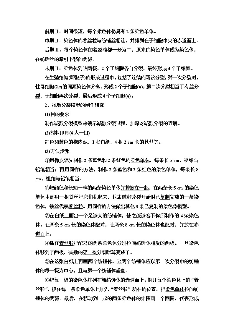 浙科版高中生物必修2遗传与进化第2章第1节染色体通过配子传递给子代学案03