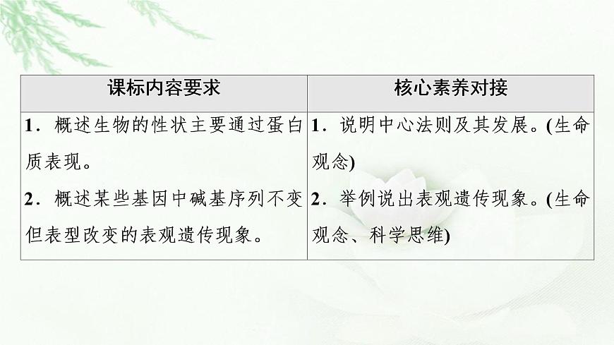 浙科版高中生物必修2遺傳與進(jìn)化第3章第4.5節(jié)第2課時(shí)基因控制生物性狀和中心法則、生物體存在表觀遺傳現(xiàn)象課件第2頁