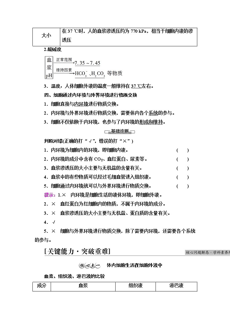 人教版高中选择性必修1第1章第1节细胞生活的环境学案03