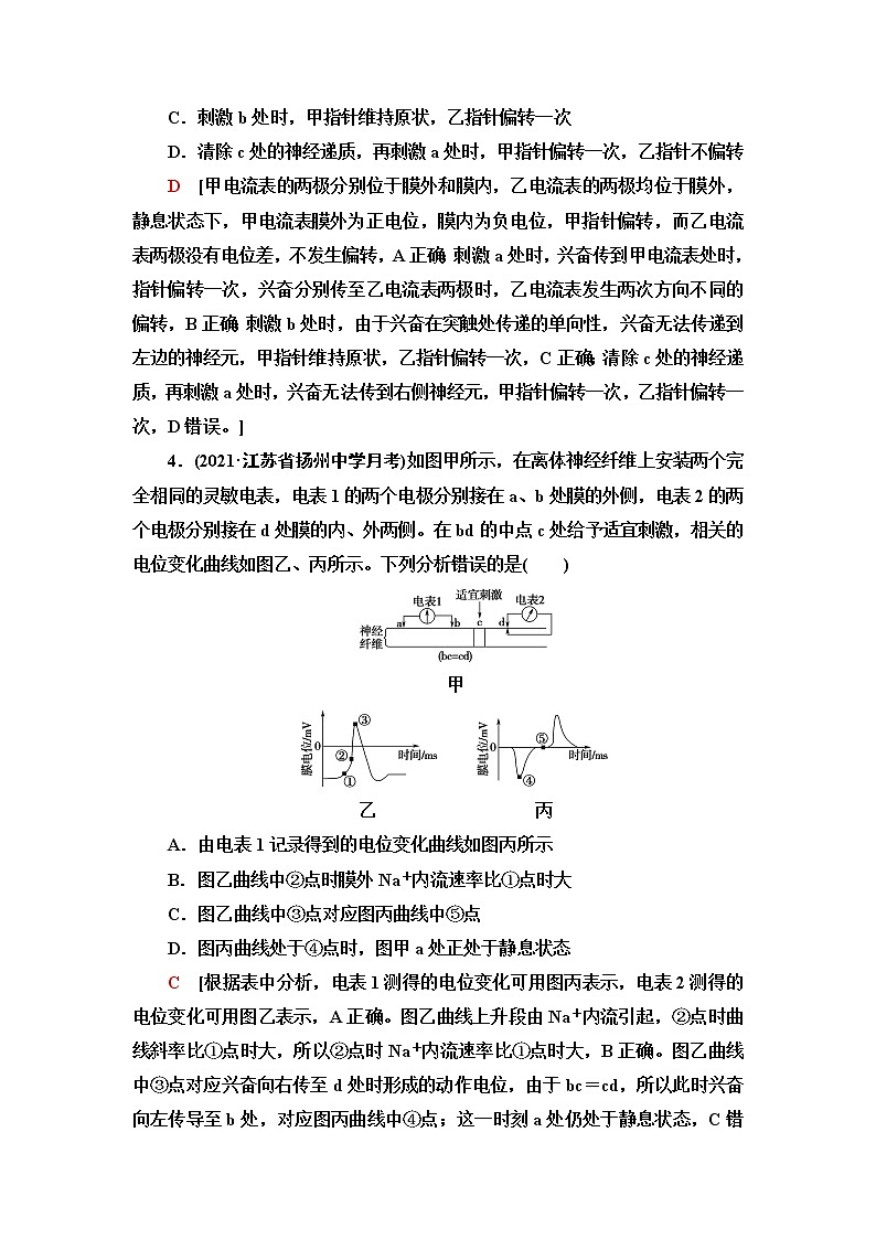浙科版高中生物选择性必修1第2章素能提升课兴奋传导和传递学案03