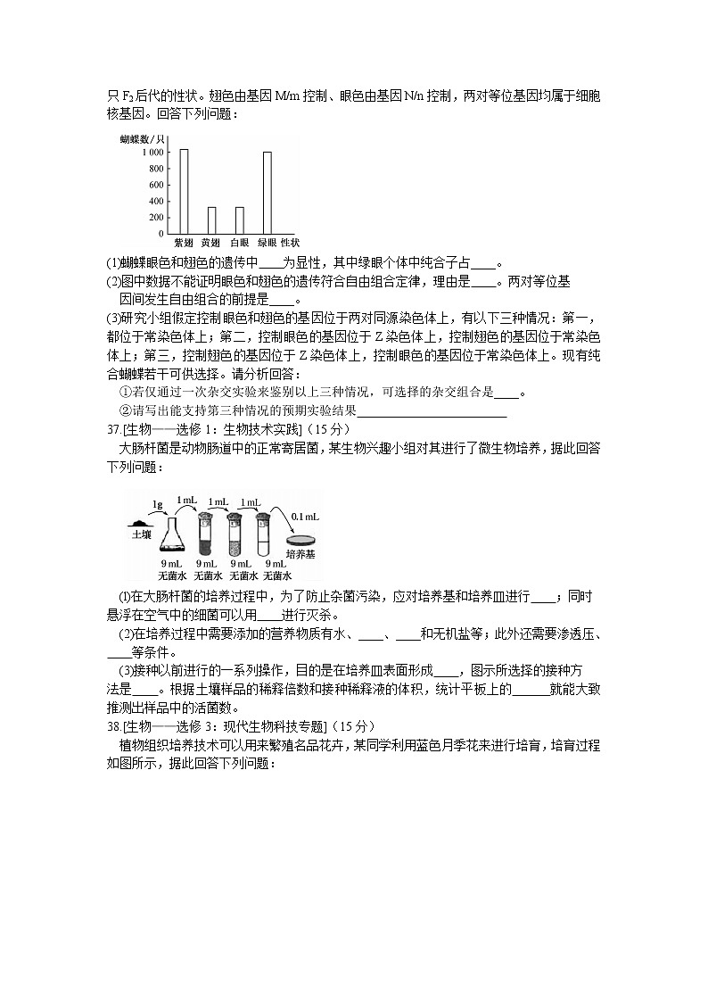 2021河南省名校联盟高三上学期期末联考理综生物试题含答案03