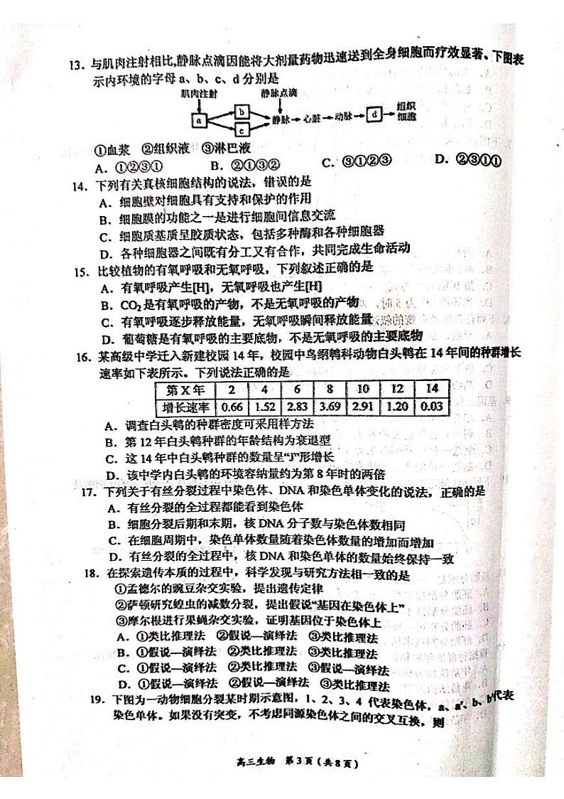 2021葫芦岛高三上学期期末考试生物试题PDF版缺答案03