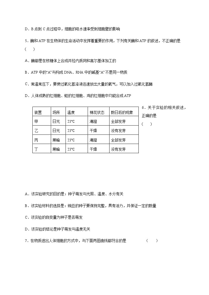 2021榆林十中高三上学期第二次月考生物试题含答案第2页