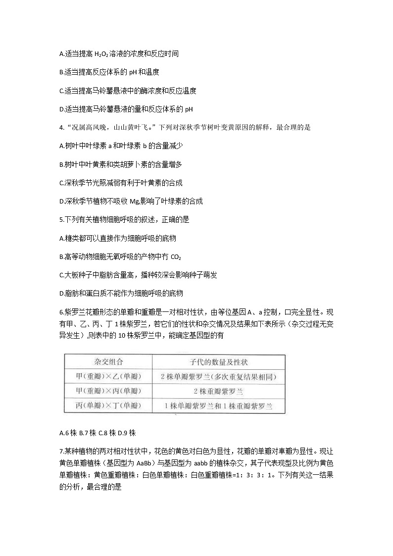 2021河北省高三上学期12月份考试生物试题含答案第2页