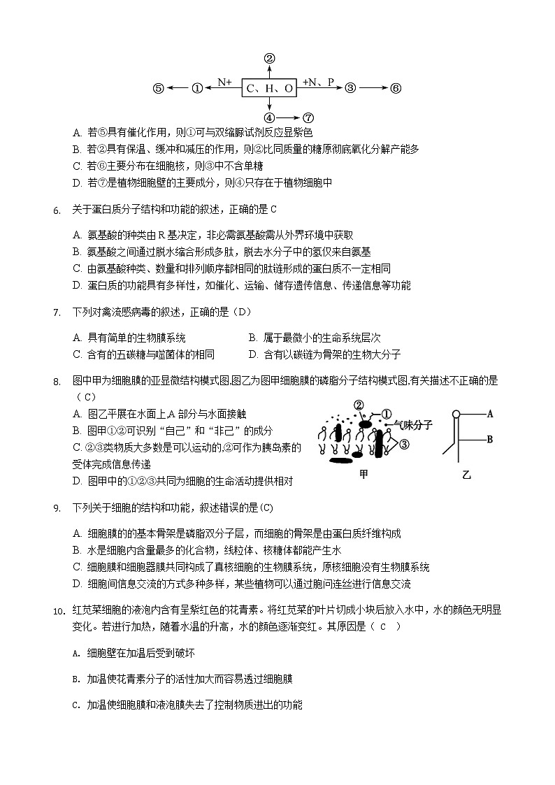 2021石嘴山三中高三上学期第二次月考生物试题(补习班)含答案第2页