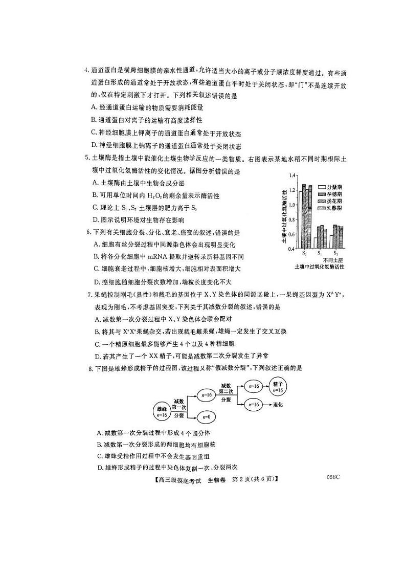清远市2021届高三摸底考试(11月)-生物第2页