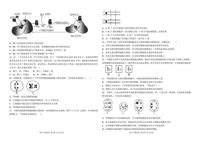 河北省邢台市第二中学2021届高三上学期11月月考生物试题第3页